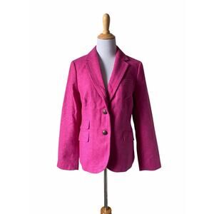 NWT Talbots Pink Wool Blend 2 Crested Button Lined Career Blazer Jacket Sz 12